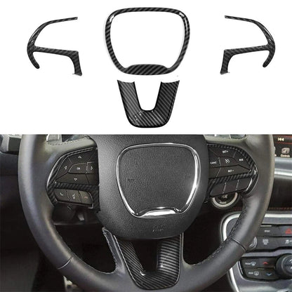Carbon Fiber Steering Wheel Cover Trim for Dodge Challenger Durango (2015-2020)