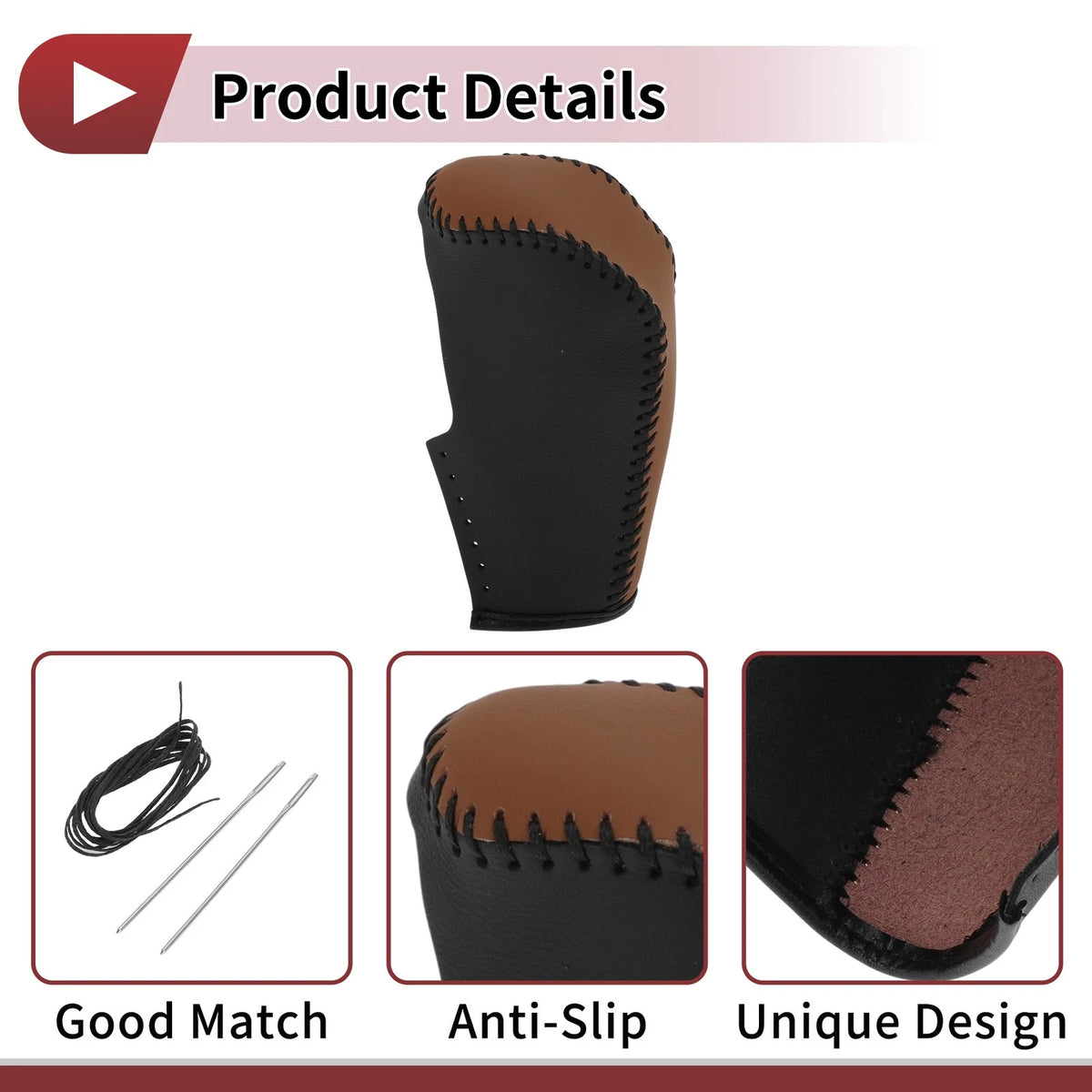 Gear Shift Knob Cover for BMW 3 Series E90 2004-2012 Black Brown Faux Leather