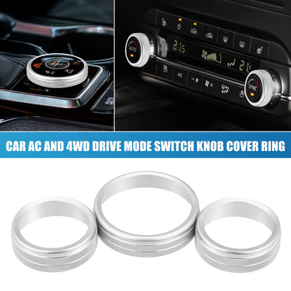 3 x AC 4WD Mode Switch Knob Ring Covers for Nissan Rogue (2021-2022)