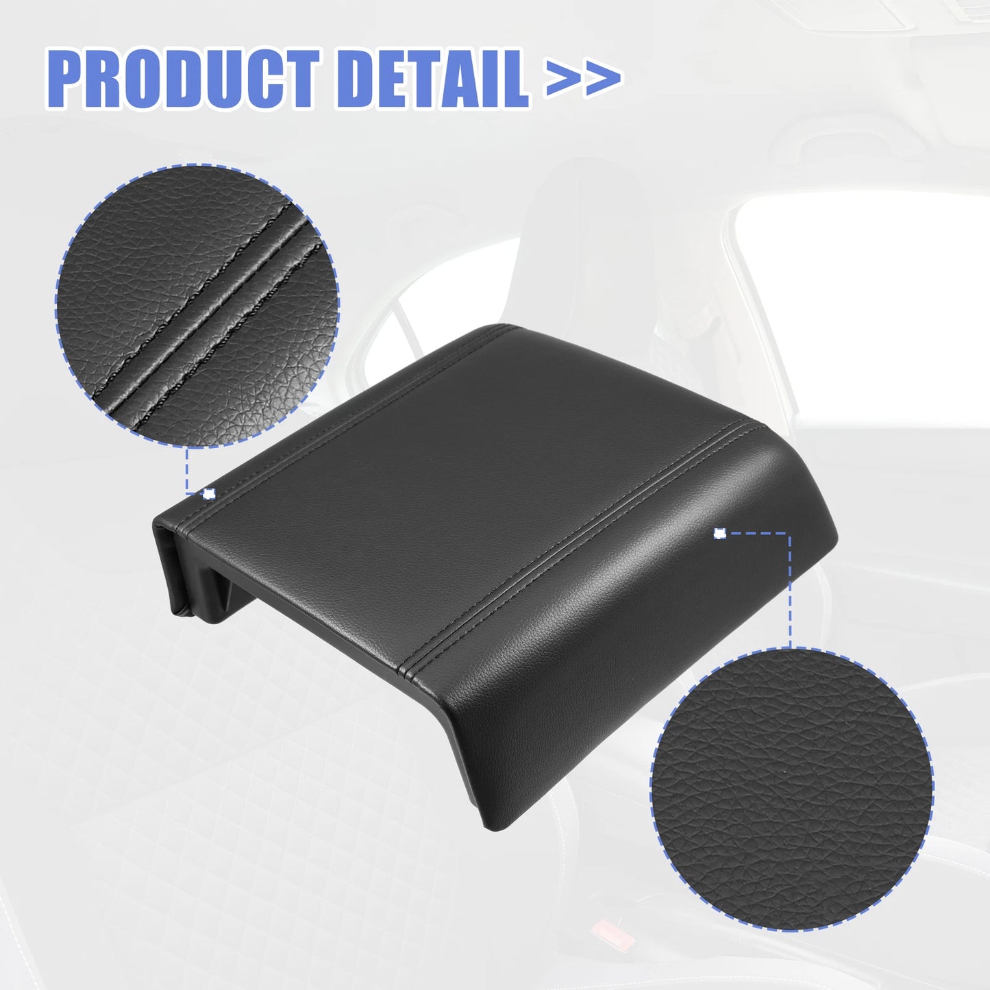 Center Console Lid Armrest Cover for Ford F-150 (2015-2023) Faux Leather Black