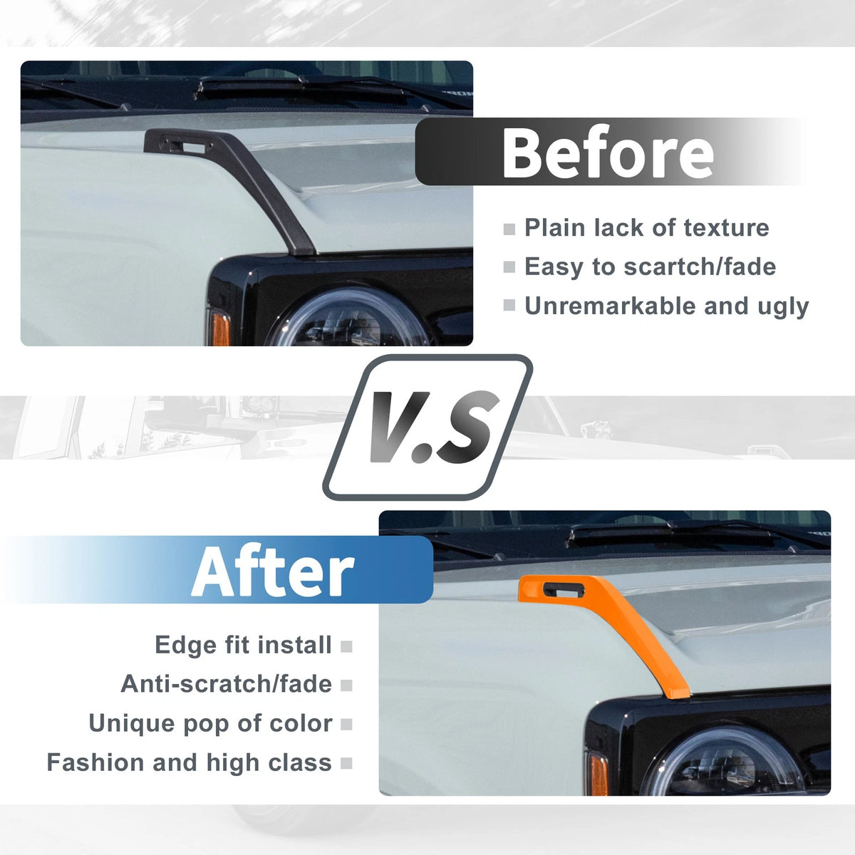Hood Hinge Cover for Ford Bronco 2021-2024 - Trail Sight Trim Orange