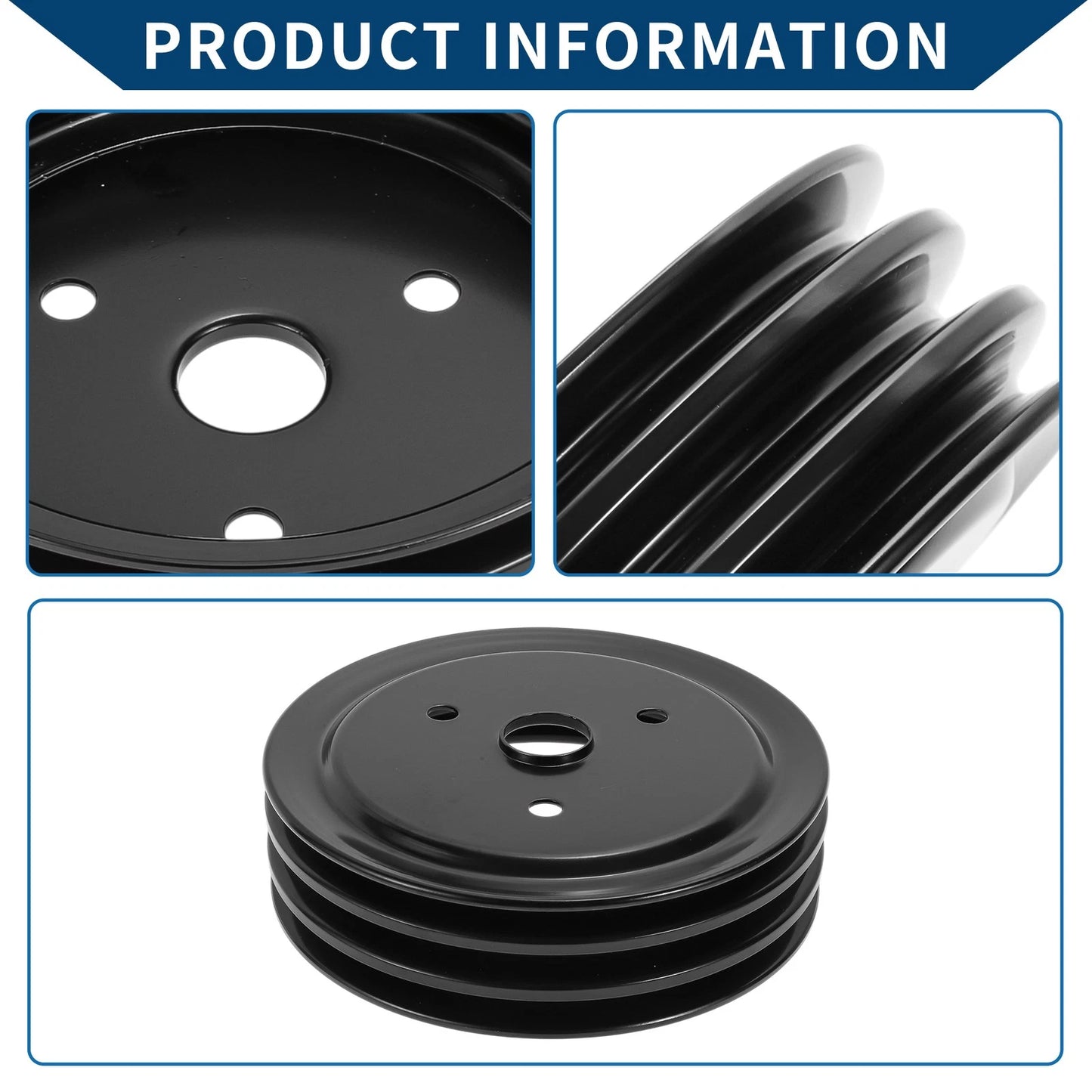 3 x Triple-Groove Short Water Pump Crank Pulley for Chevy SBC Small Block 262