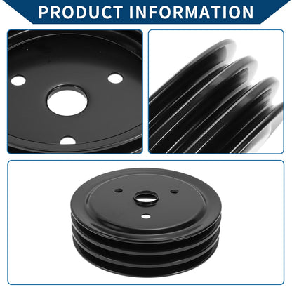 3 x Triple-Groove Short Water Pump Crank Pulley for Chevy SBC Small Block 262
