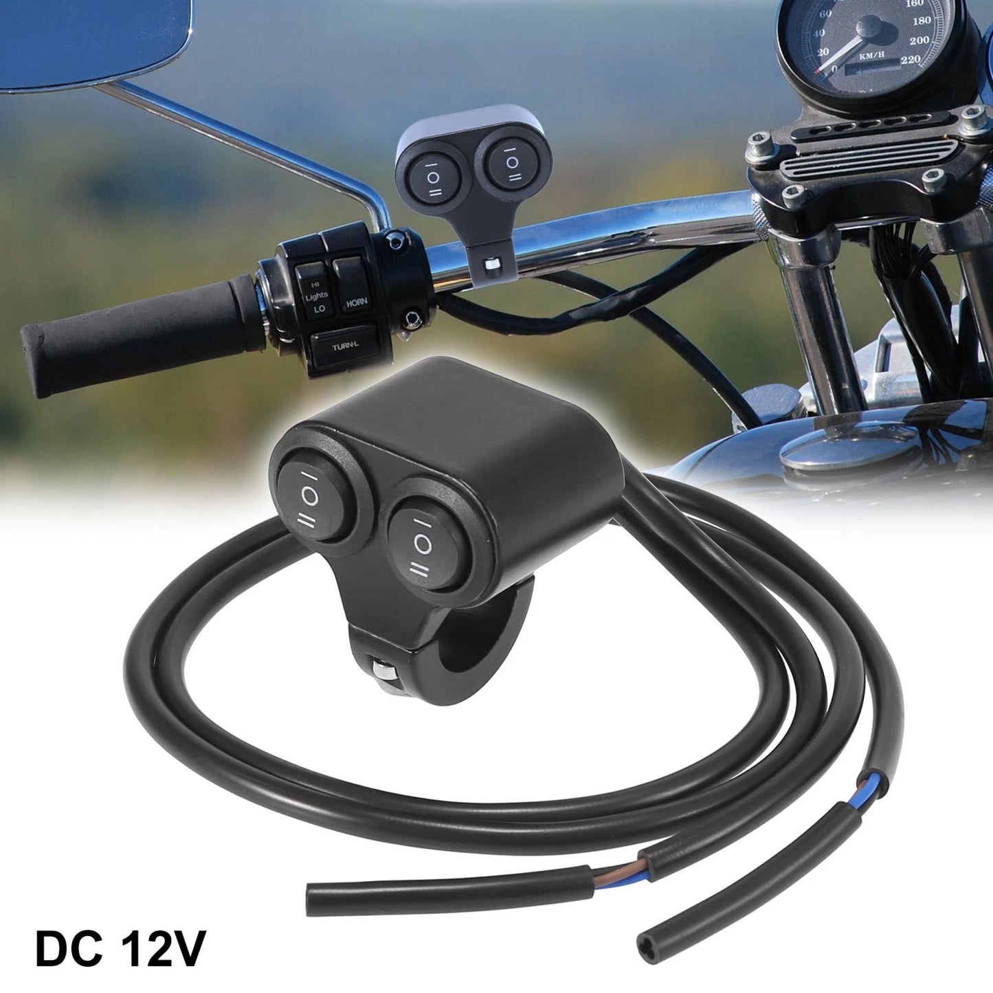 7/8" Handlebar Double Control Switch with Turn Signal Button for Motorcycle
