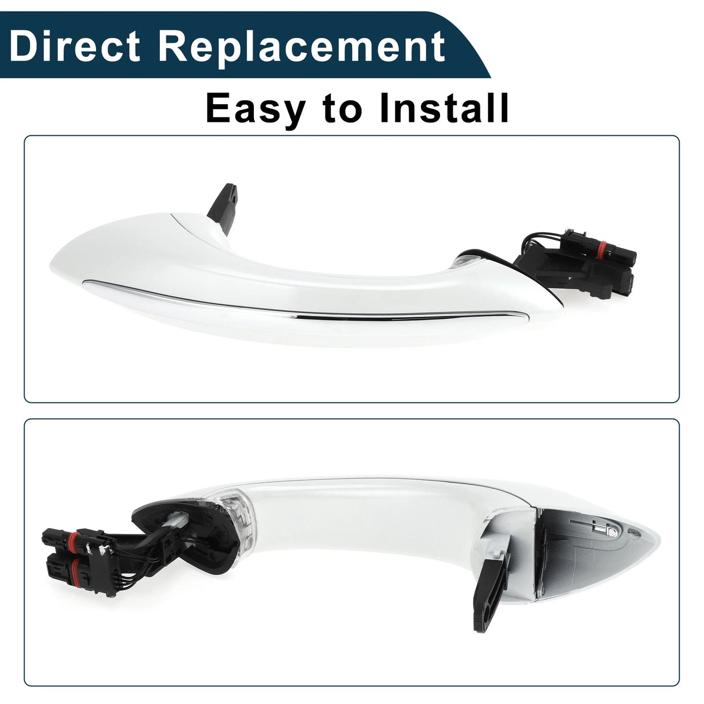 Rear Left Exterior Door Handle for BMW F07 F10 (2010-2017) White Silver Tone