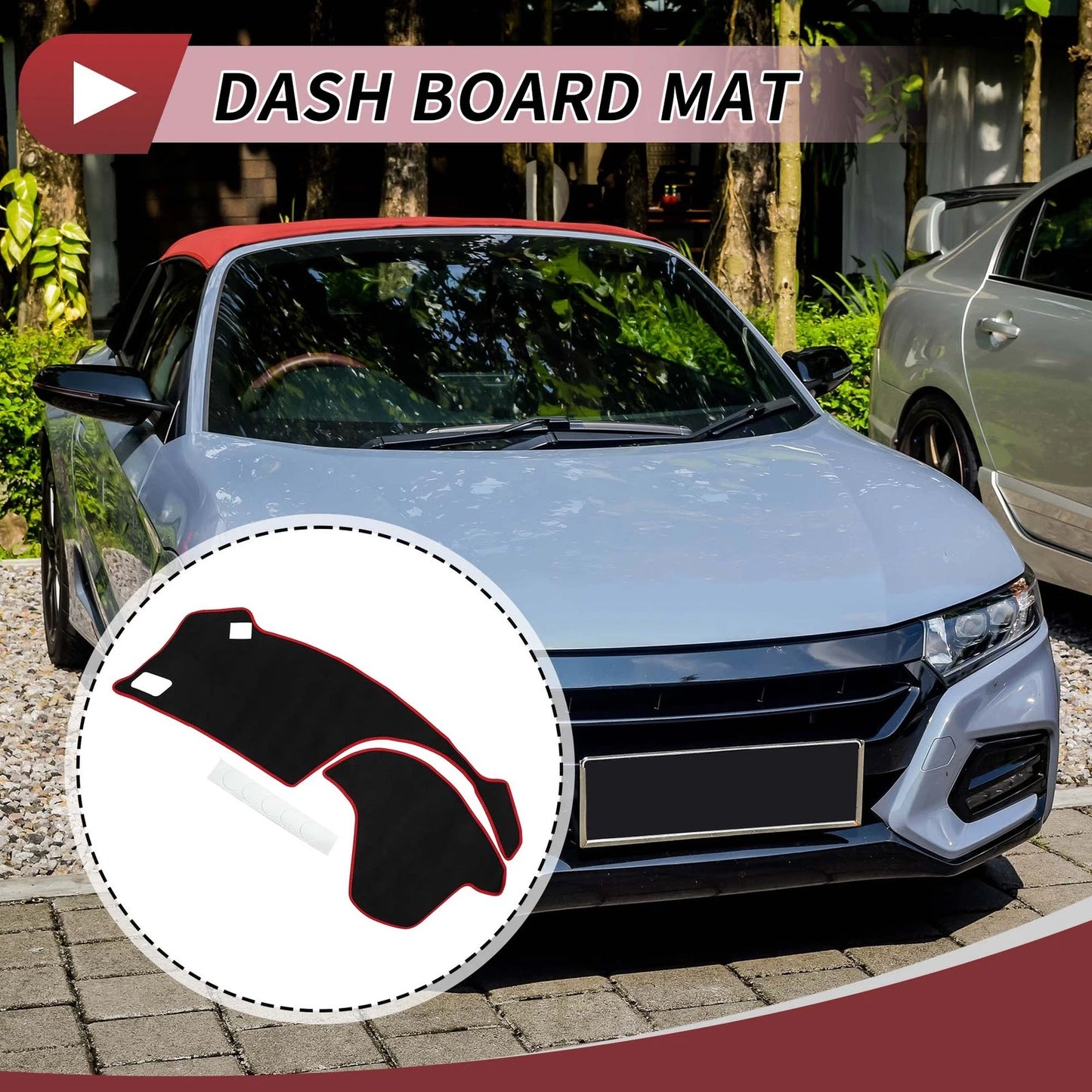 Dashboard Cover Mat for Honda S660 2015-2023 Sun Protector Black Red