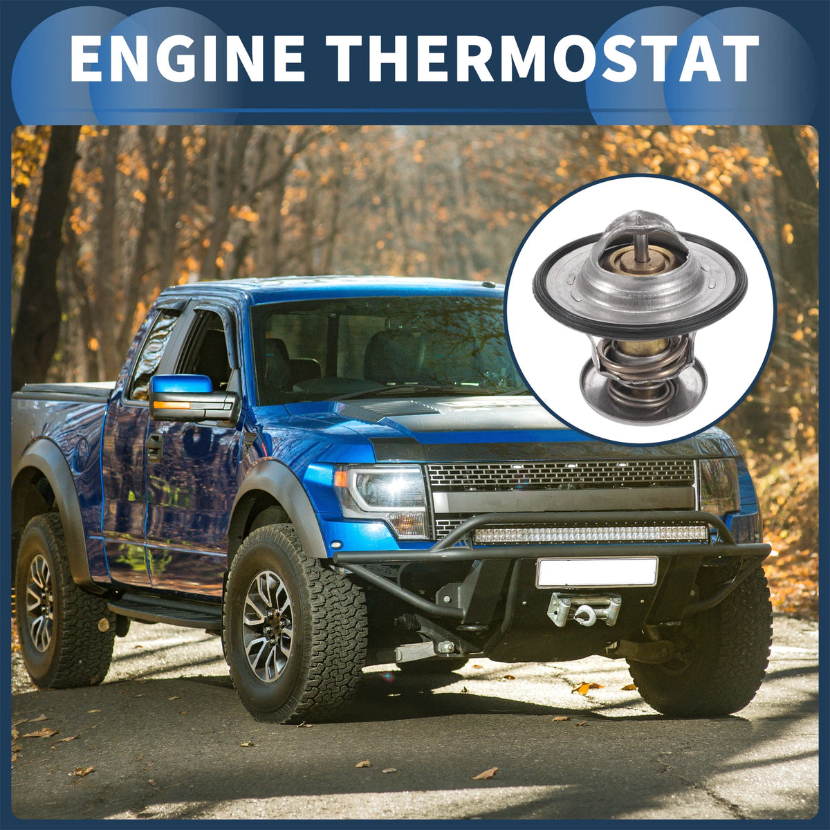 Engine Coolant Thermostat for Ford F-150 6.2L 2011-2014 (2 x) Silver Tone