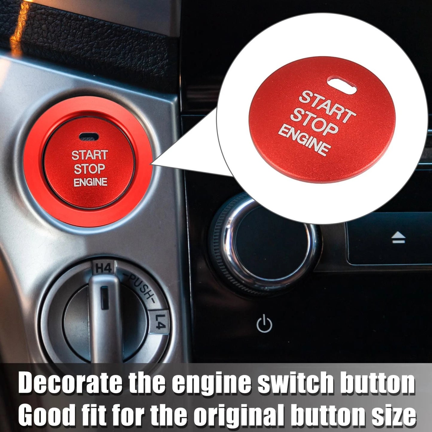 Engine Start Stop Push Button Cover Trim Sticker Kit Red for Subaru (2013–2022)