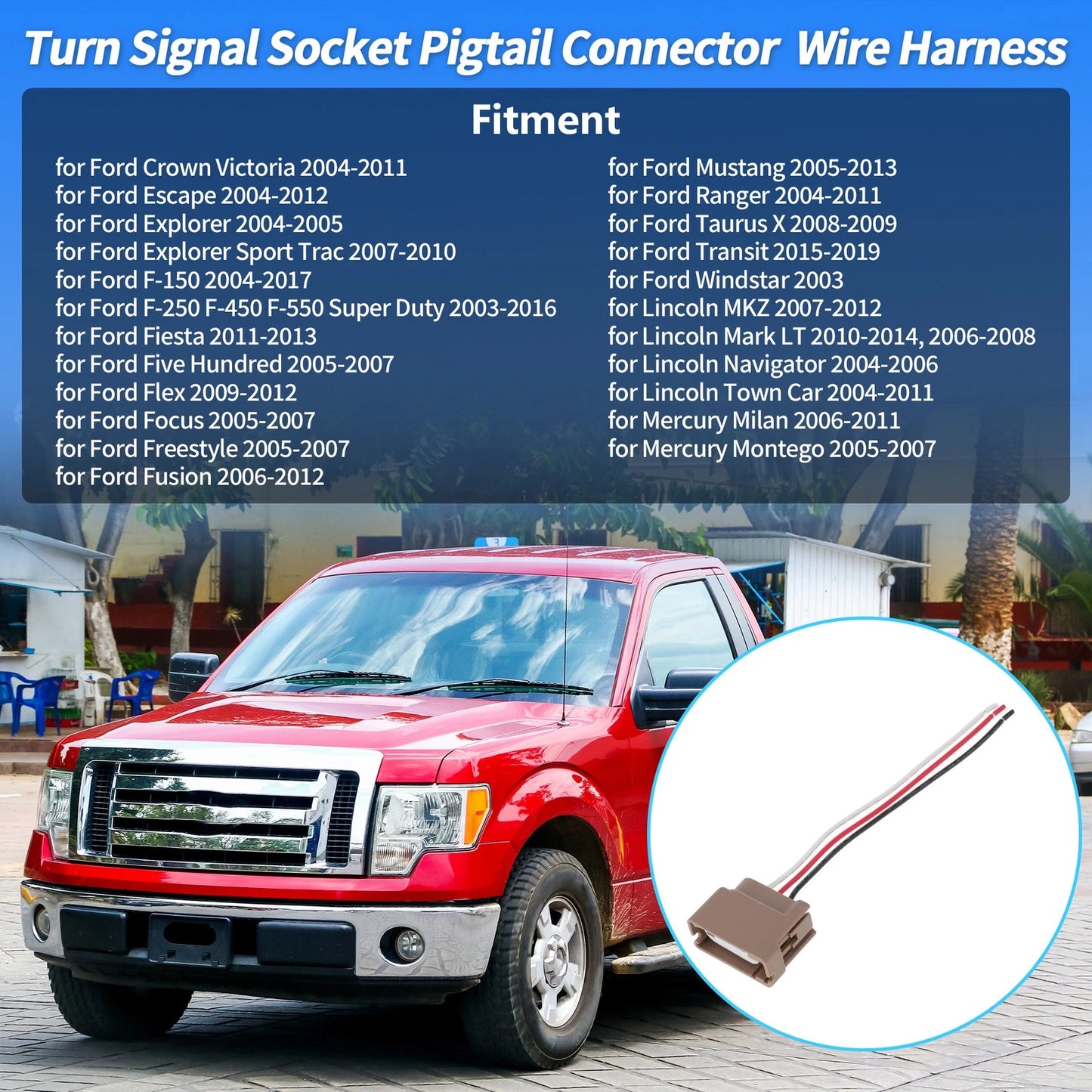 Turn Signal Socket Pigtail Connector for Ford F-150 (2004-2008)