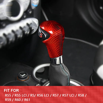 Red Carbon Fiber Gear Shift Knob Head Cover Trim fit For Mini Cooper R55 R56 R57