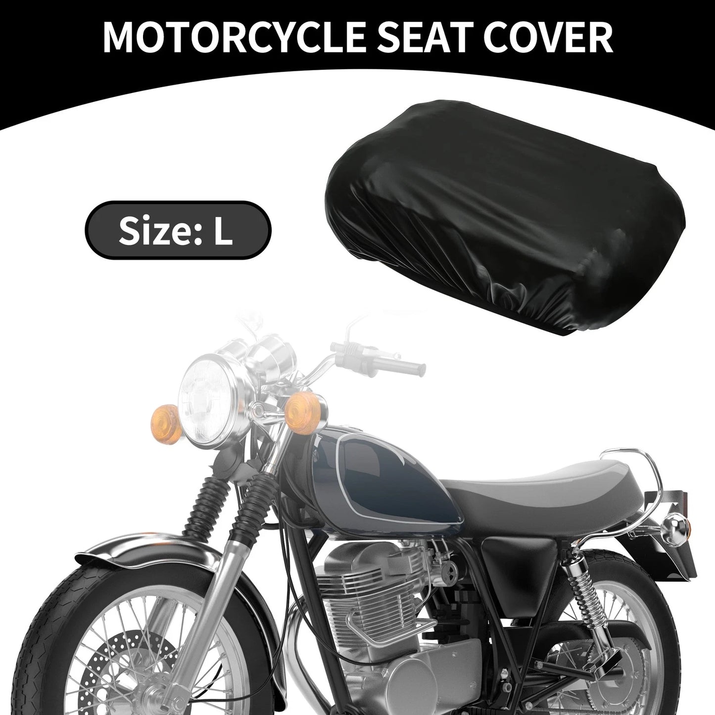 L Size Universal Motorcycle Seat Cover for Motorbike Cushion Waterproof Black