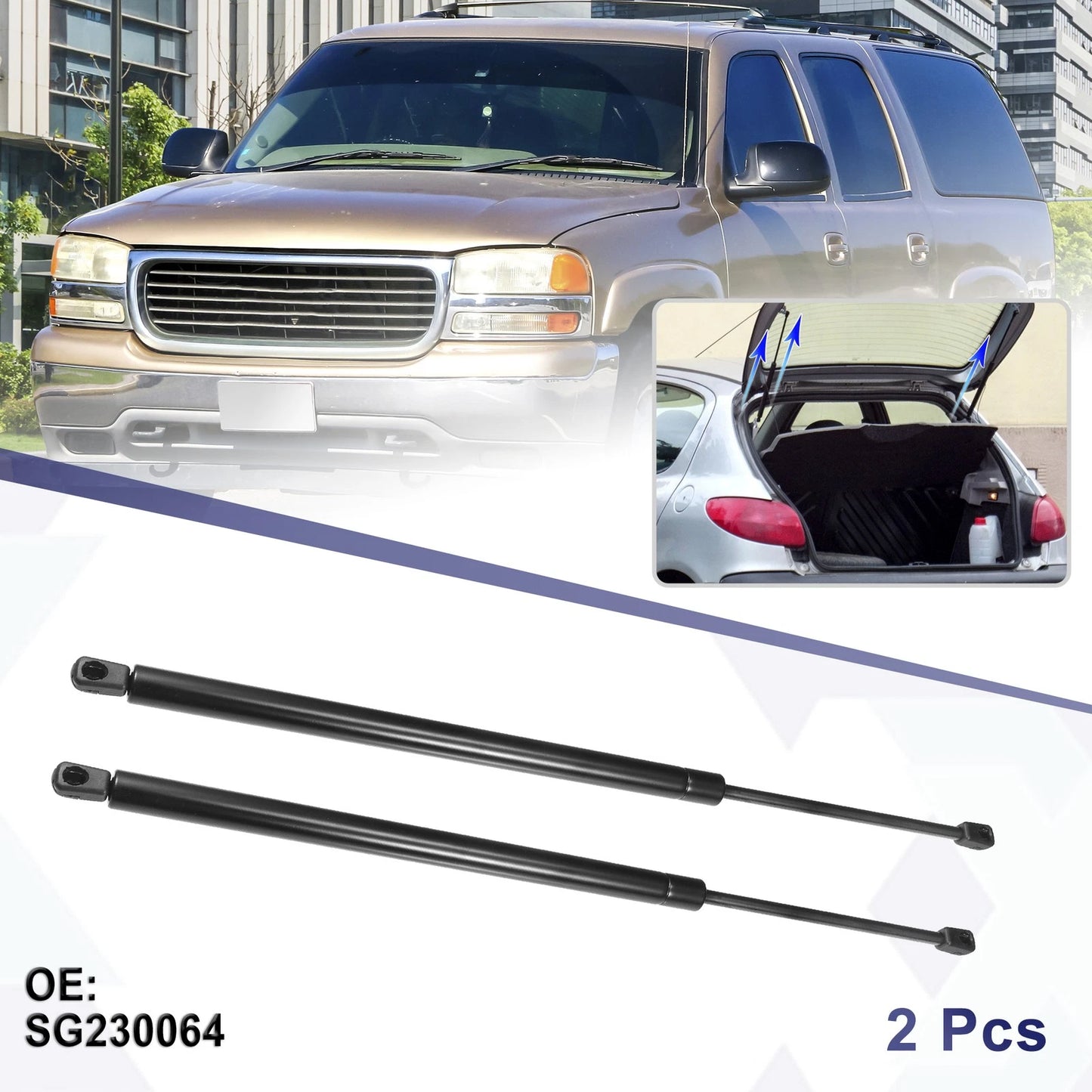 Rear Hatch Lift Supports Struts for Cadillac Escalade (2002-2006) Black
