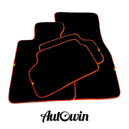AutoWin Black Floor Mats for BMW Z4 E89 Convertible 2009-2016, Orange Trim