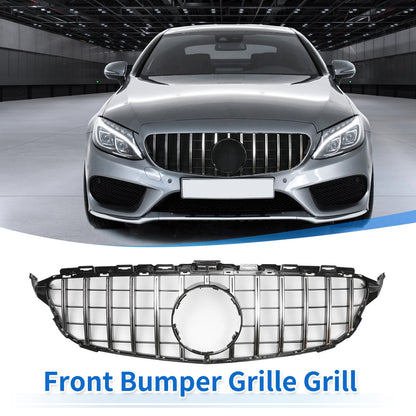 Front Upper Bumper Grille for Mercedes-Benz C300 (2015-2020) Black Chrome