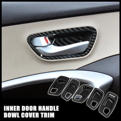 Carbon Fiber Pattern Black Inner Door Handle Bowl Cover Trim for Dodge