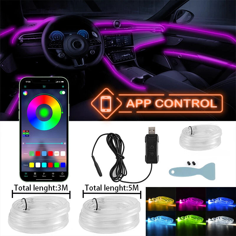 RGB LED Ambient Light Strip for Car Interior - APP Control USB