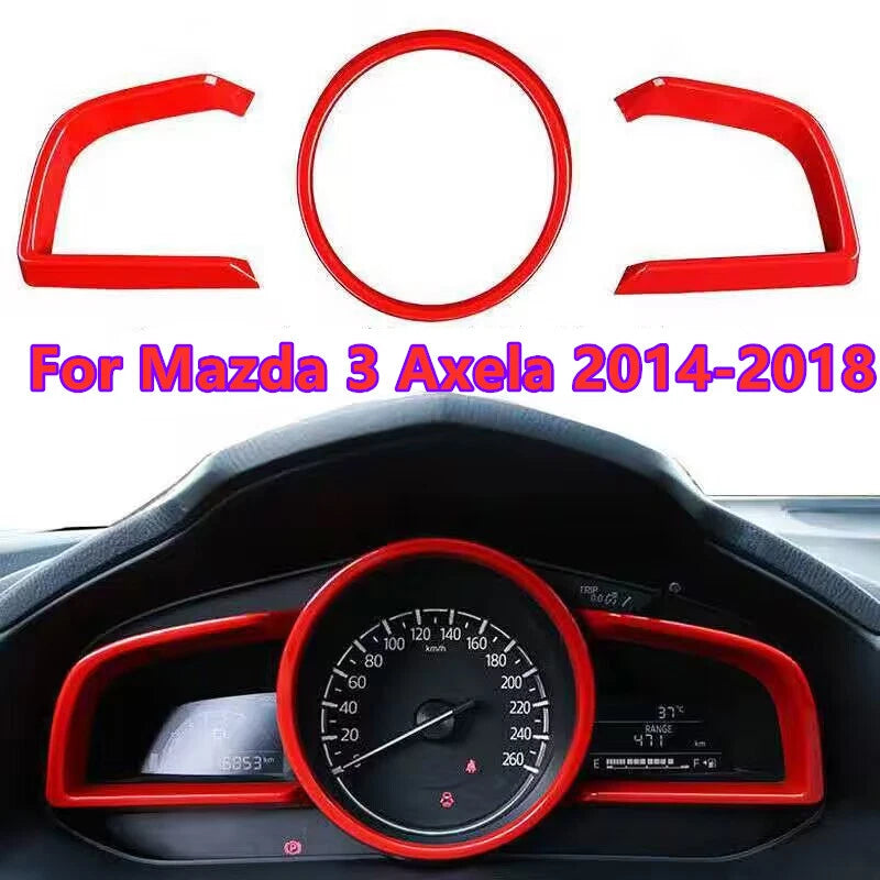 3Pcs Red Dash Panel Frame Cover Trim for Mazda 3 Axela (2014–2018)