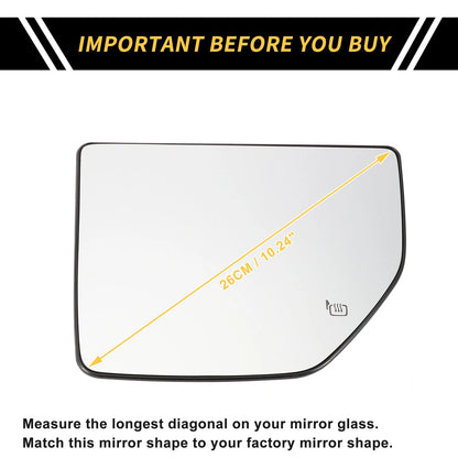 Heated Upper Left Mirror Glass for Ford F-250 F-350 (2011-2016)