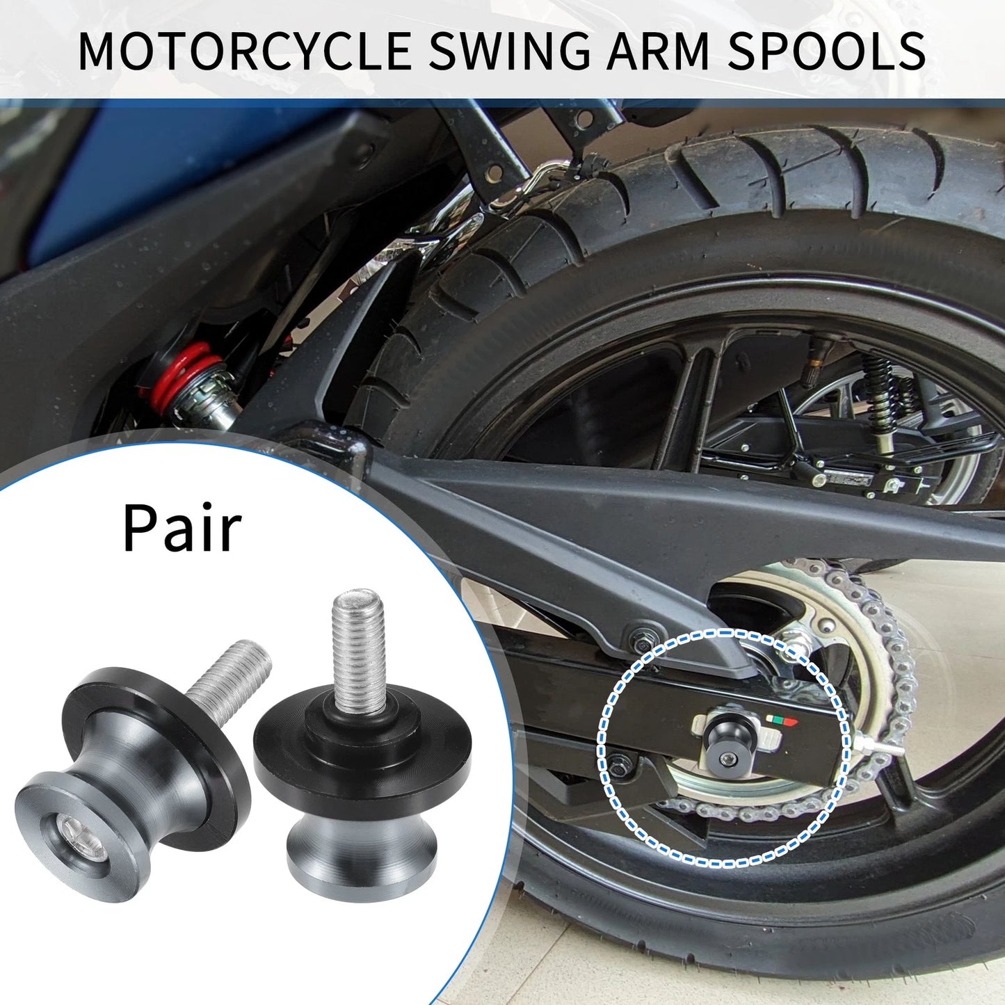 1 Pair Swingarm Spools 8mm CNC Titanium Tone for Motorbike