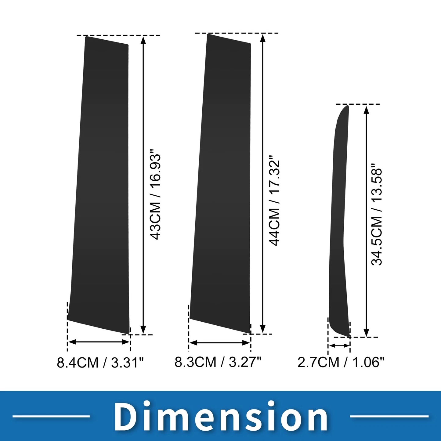 7pcs Door Pillar Window Trim for Ford Maverick (2022-2023) Black