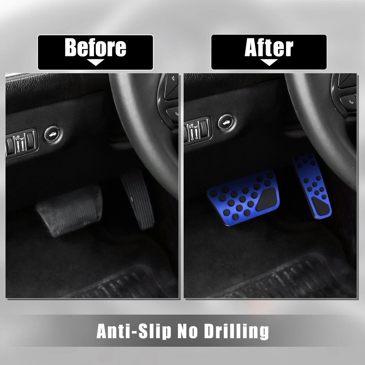 Anti Slip Brake & Gas Accelerator Pedal Cover Kit for Dodge/Chrysler Blue