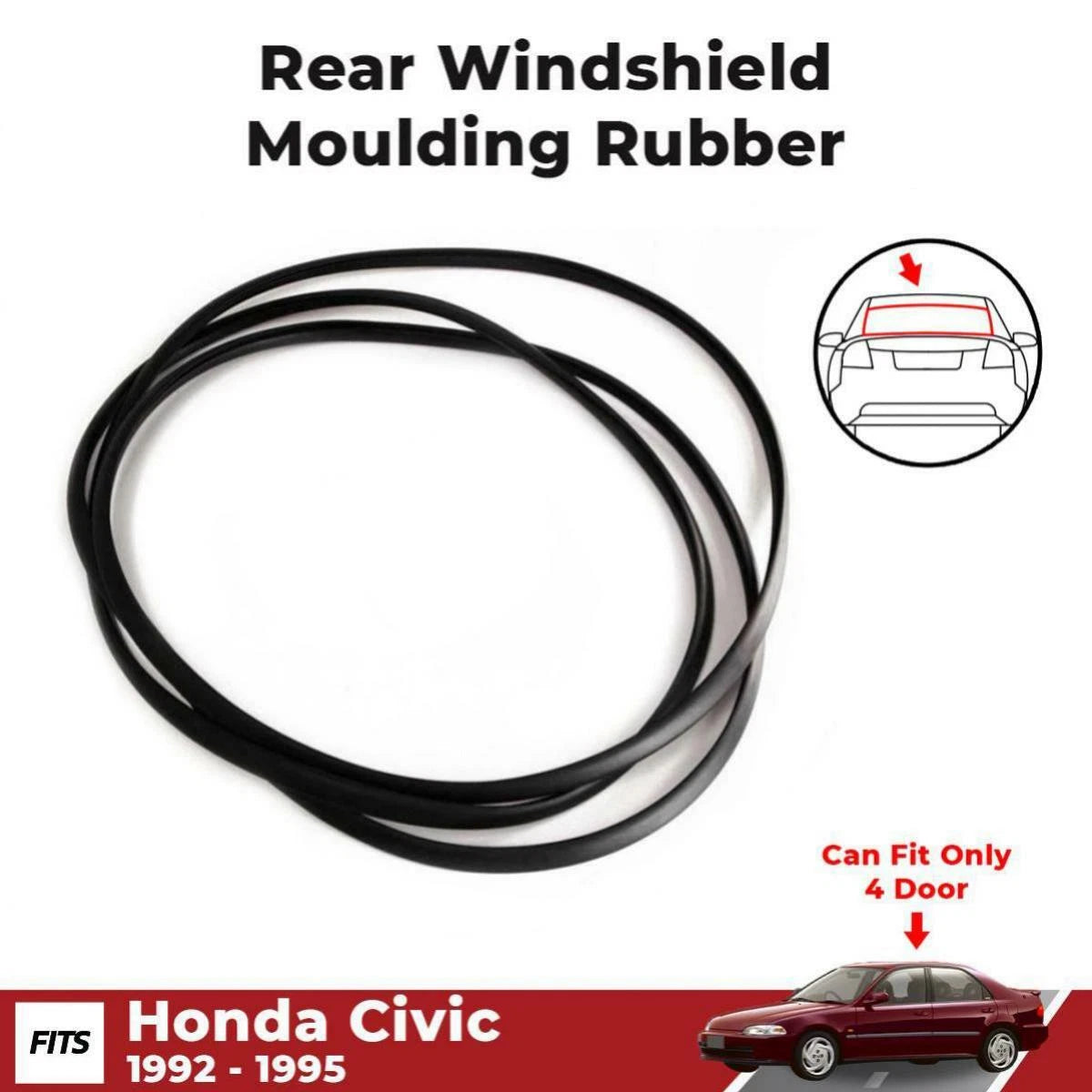 Rear Windshield Moulding Rubber Fits Honda Civic EG EJ EH Sedan 1992-1995