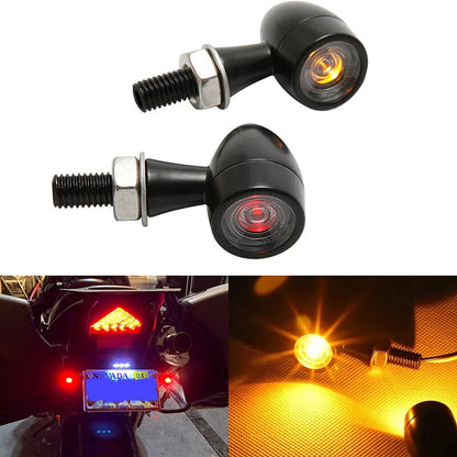 Black Mini Motorcycle LED Bullet Turn Signal Lights for Various Models