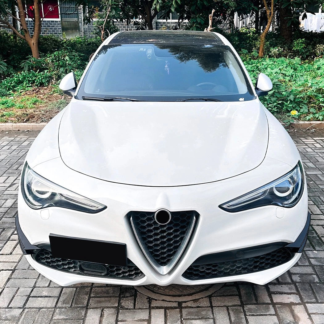 Gloss Black Front Bumper Fin Canards Splitter for Alfa Romeo Stelvio (17–25)
