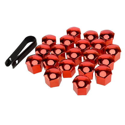 21mm Red Wheel Lug Nut Bolt Center Cover Caps & Tool for Car (Various Years)