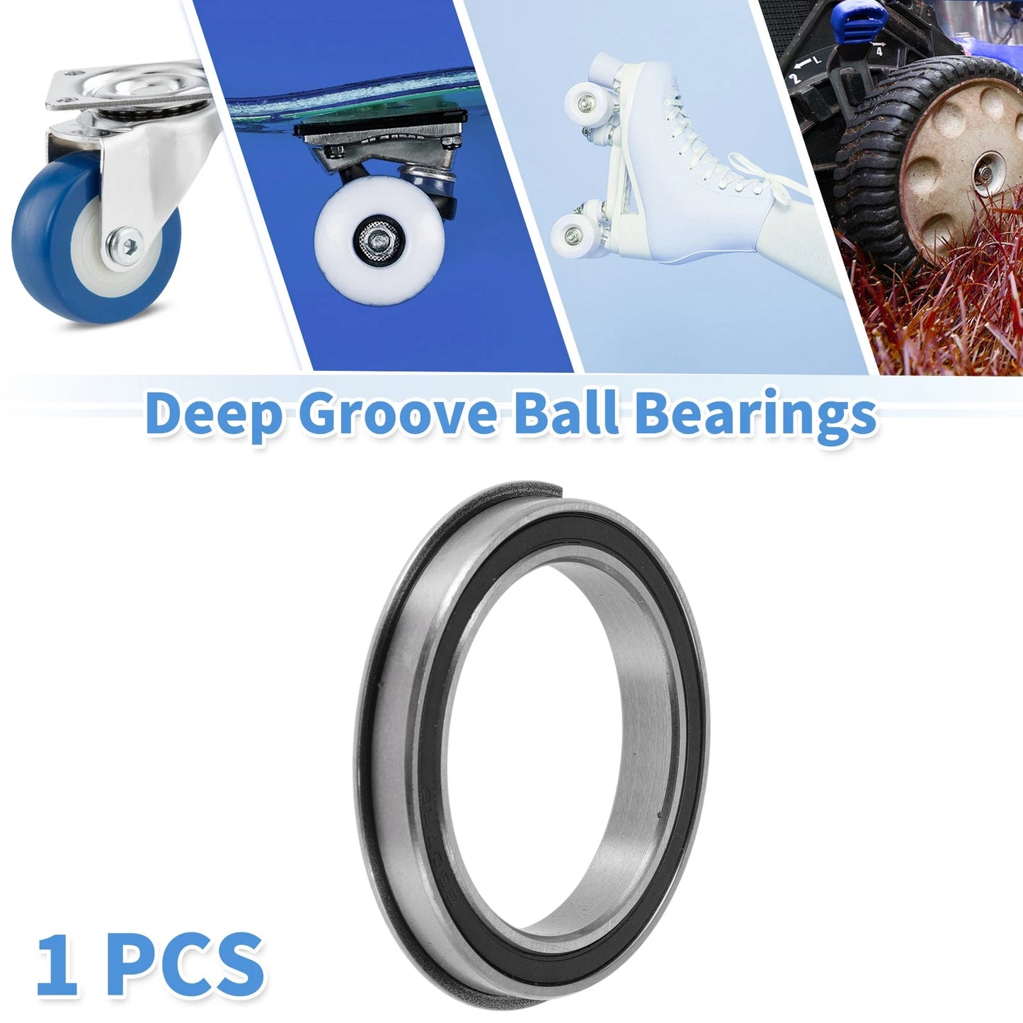 35x47x7mm Deep Groove Ball Bearings Silver Tone Black