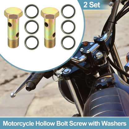 2 x M16x1.5 54mm Length Hollow Bolt Screw with Washer for Motorcycle