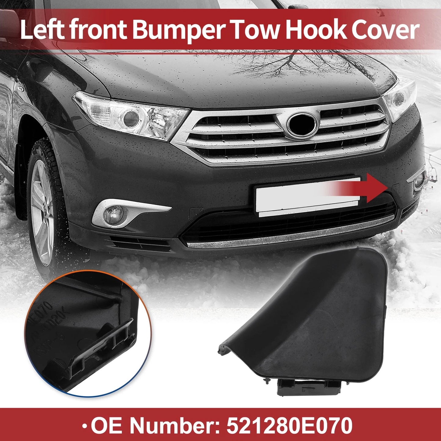 Left Front Tow Hook Cover for Toyota Highlander (2001-2023)