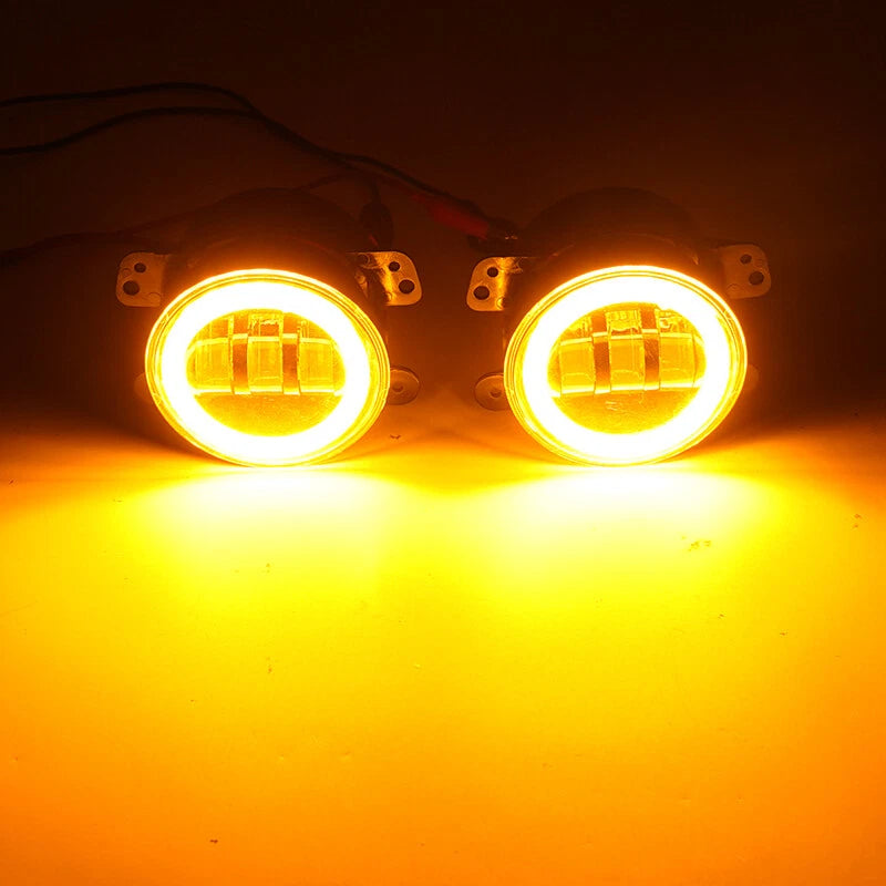 4" Round LED Fog Light Halo Driving Lamp Assembly for Jeep Wrangler JK TJ LJ