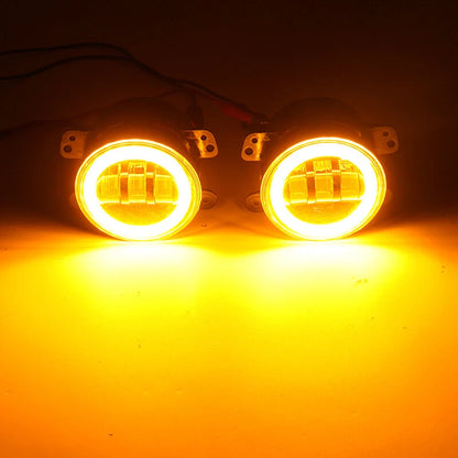 4" Round LED Fog Light Halo Driving Lamp Assembly for Jeep Wrangler JK TJ LJ