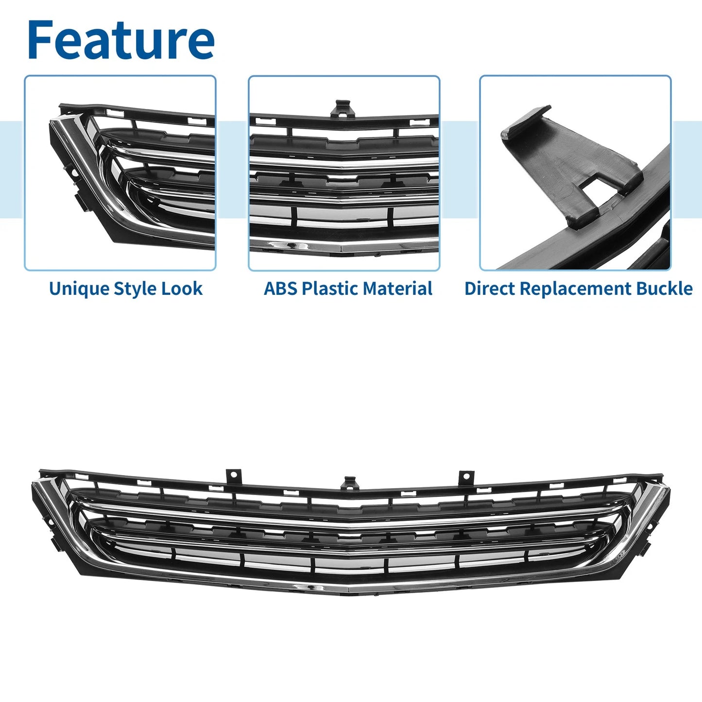 Front Lower Bumper Grille for Chevrolet Impala Chrome Silver Tone Black
