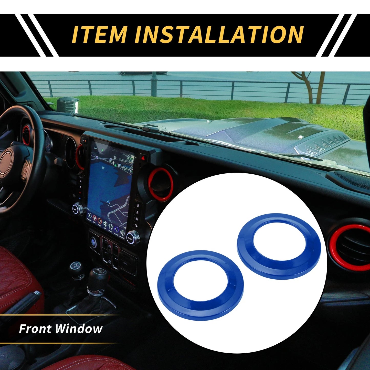 A Pillar Speaker Ring Cover Trim for Jeep Wrangler JK (2007-2014) Blue