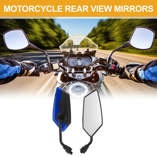 2 x Rear View Mirrors Handlebar Mirror Black Blue Iron Plastic for Motorcycle