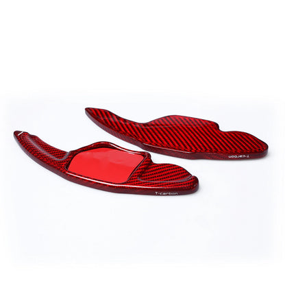 2 x Carbon Fiber Shift Paddle Extensions Red for Audi A4L A8 S5 (2009-2012)