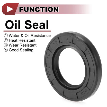 Rotary Shaft Seal / 30x52x7mm / Oil Seal Nitrile 70D Black 5 Pcs
