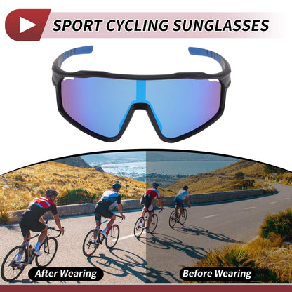 1 Set Motorcycle Riding Goggles for Blue Lens Black Blue Frame