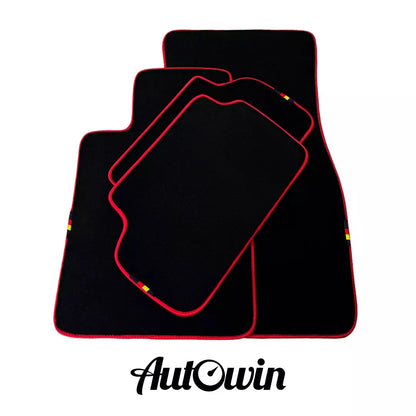 AutoWin Black Floor Mats for BMW i3 Series I01 (2014-2022) with Red Trim
