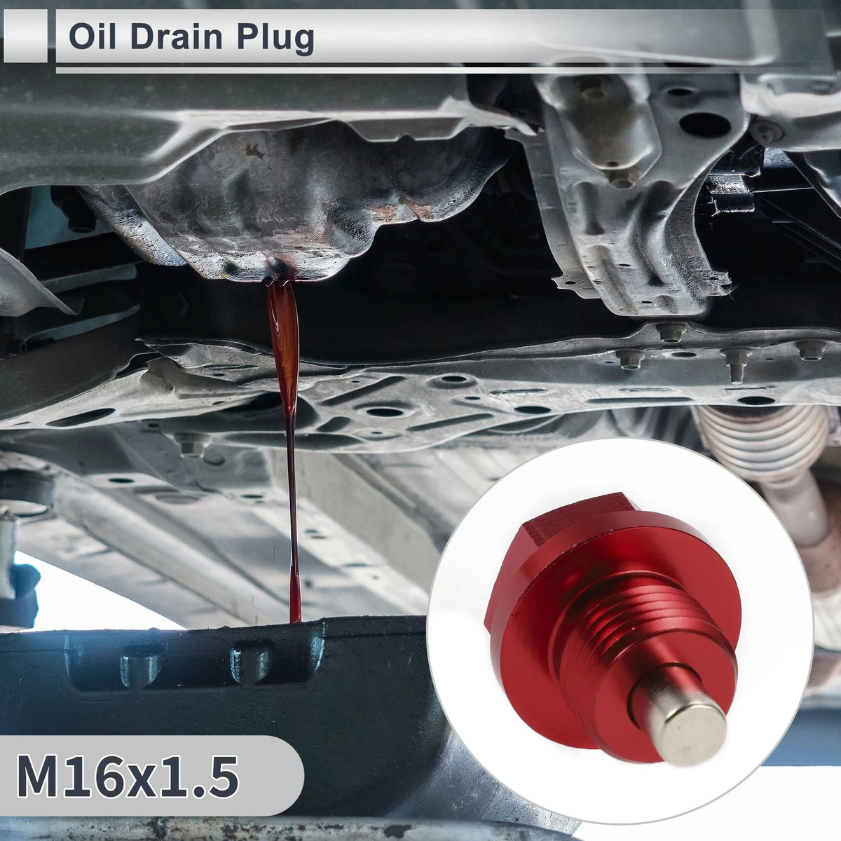 Set M16x1.5 Engine Oil Drain Plug with Gasket for Car, Motorcycle, Boat Red