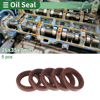 Oil Seal 26x35x7mm Seal Ring Rotary Shaft Seal FKM Rubber 5 Pcs for MM