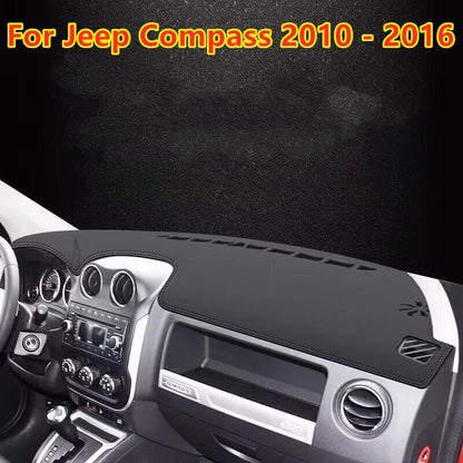 Leather Dashboard Cover Mat Black for Jeep Compass (2010–2016)
