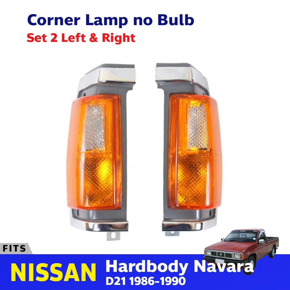 Corner Light Lamp Chrome Pair Fits Nissan Navara D21 Pickup Truck 1986-90 D05