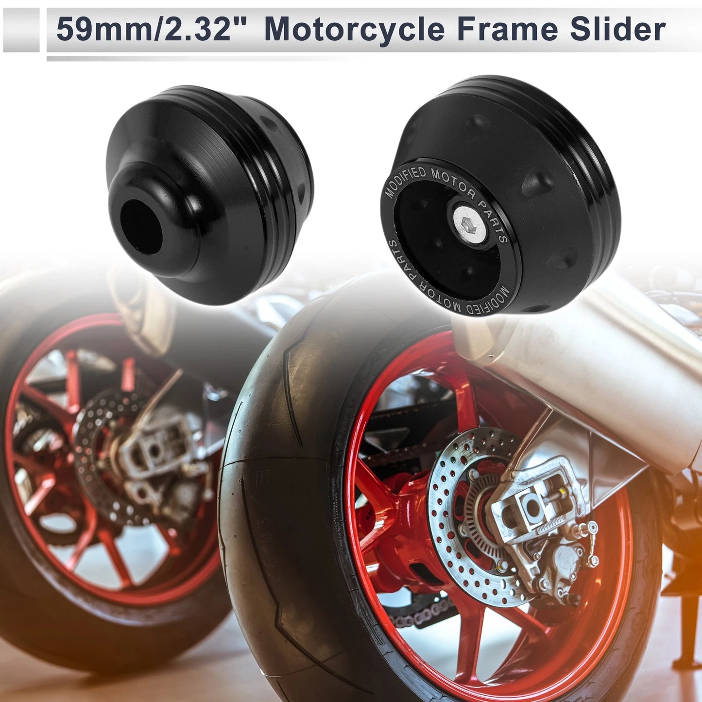 Slider Frame 15mm Aluminum Alloy Plastic 2 x Black for Motorcycle