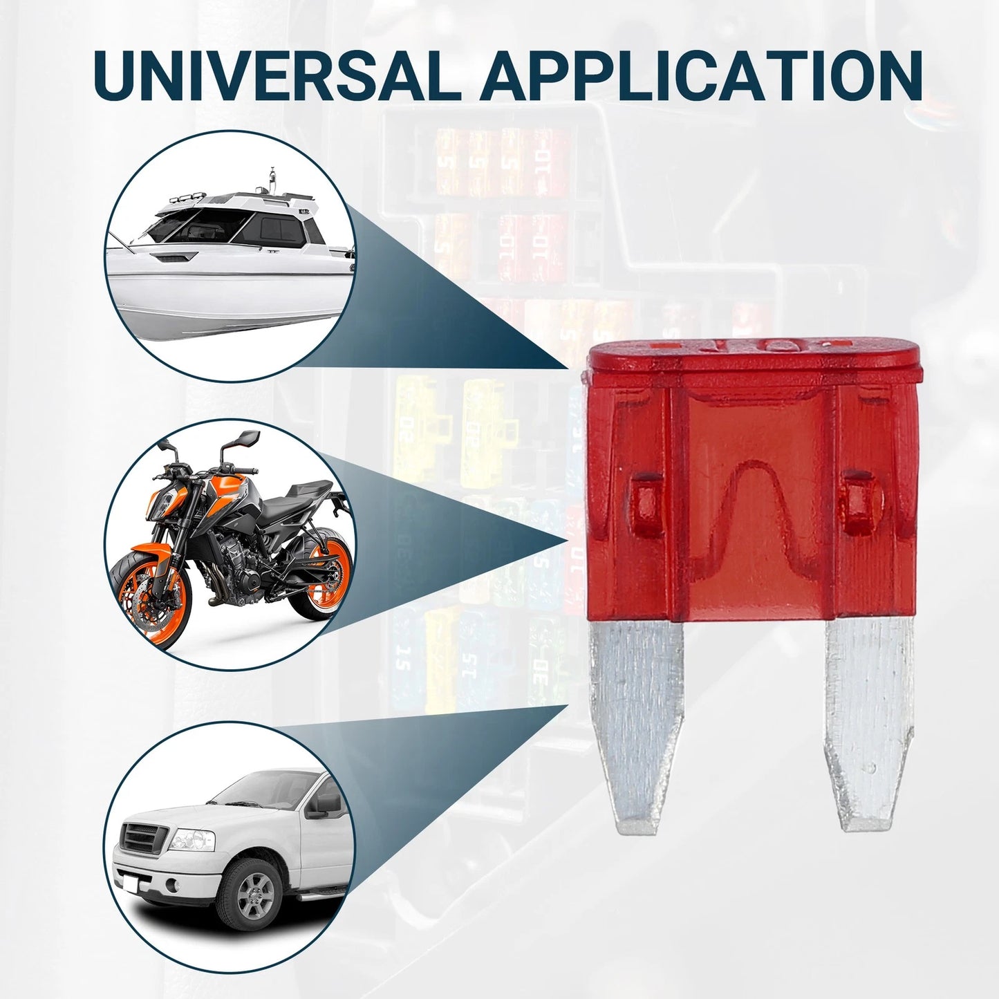 10A Mini Blade Fuses for Car - Durable Short Circuit Protection (100 Pcs)