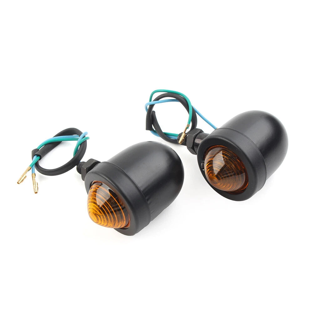 Black Motorcycle Turn Signal Lights for Harley Cafe Racer Bobber Chopper