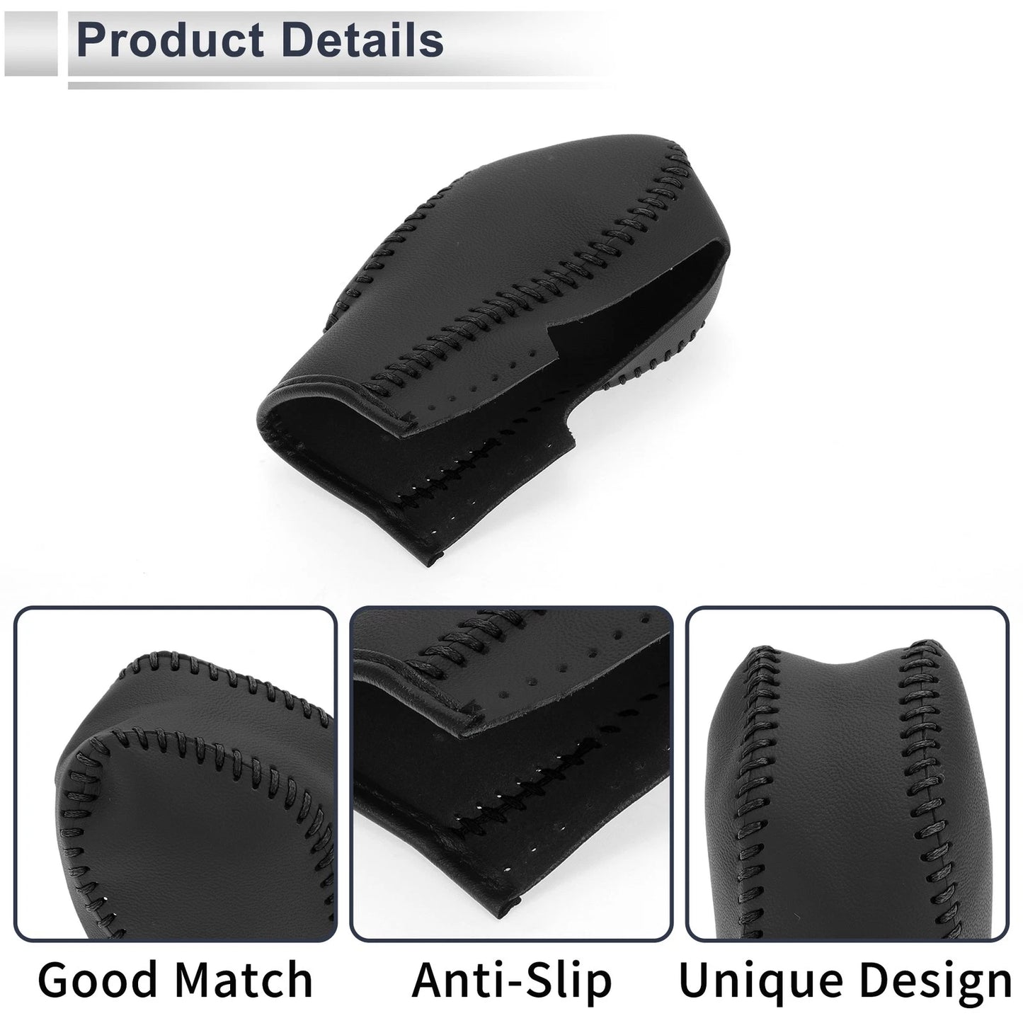 Car Gear Shift Knob Cover Black Faux Leather for Ford Fusion (2013-2016)