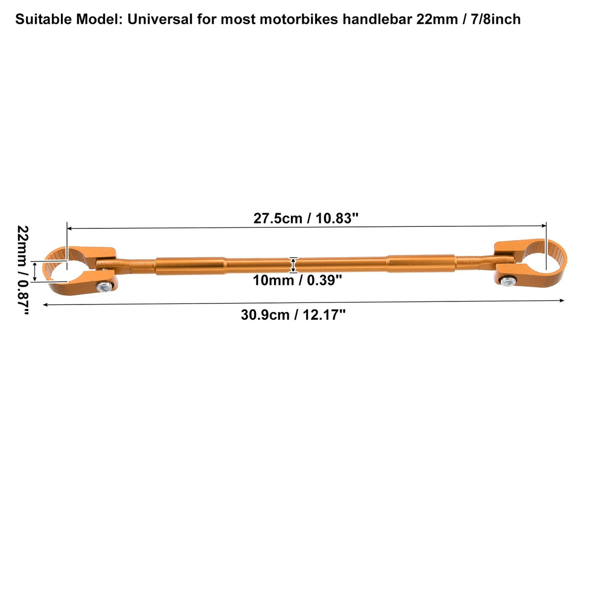 22mm Balance Bar Crossbar for Motorcycle Lever Gold Tone